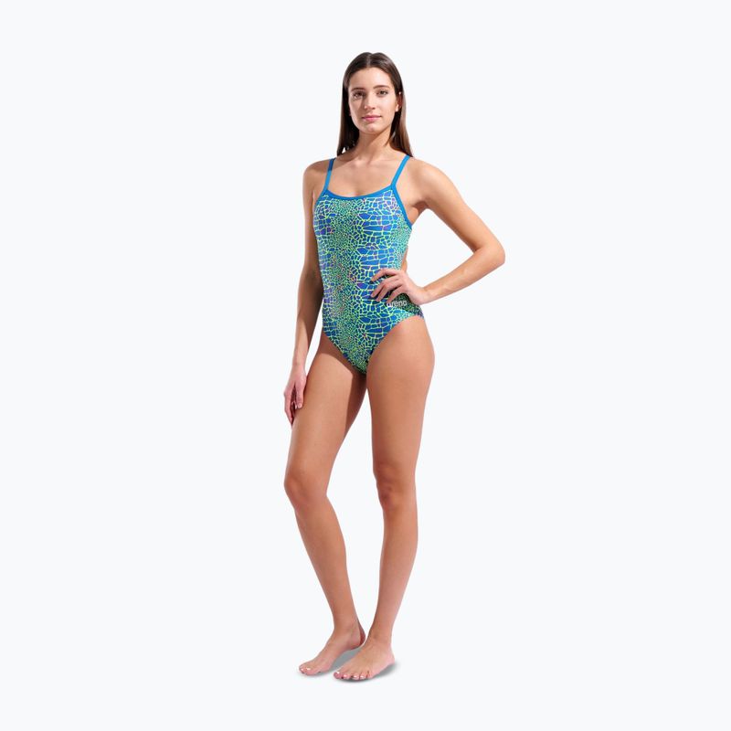 Дамски цял костюм за плуване arena Snake Skin Challenge blue cosmo multi/blue cosmo 6
