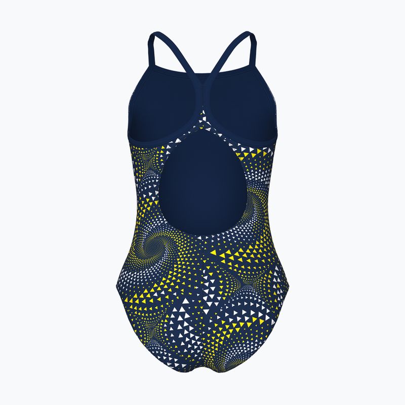 Детски цял бански костюм arena Fireflow Lightdrop Back navy/team navy yellow 2