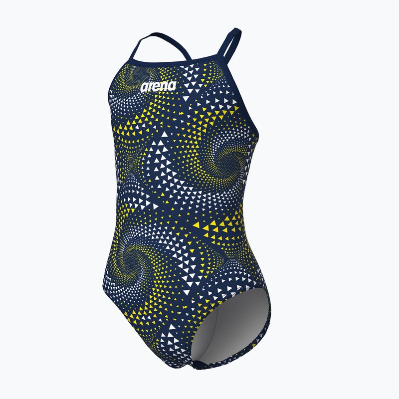 Детски цял бански костюм arena Fireflow Lightdrop Back navy/team navy yellow 3