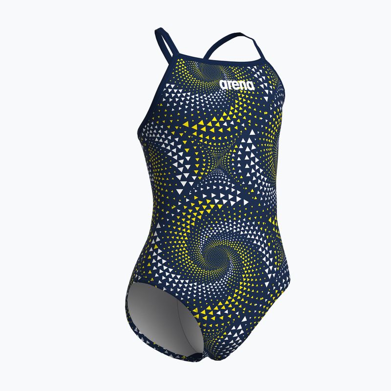 Детски цял бански костюм arena Fireflow Lightdrop Back navy/team navy yellow 4
