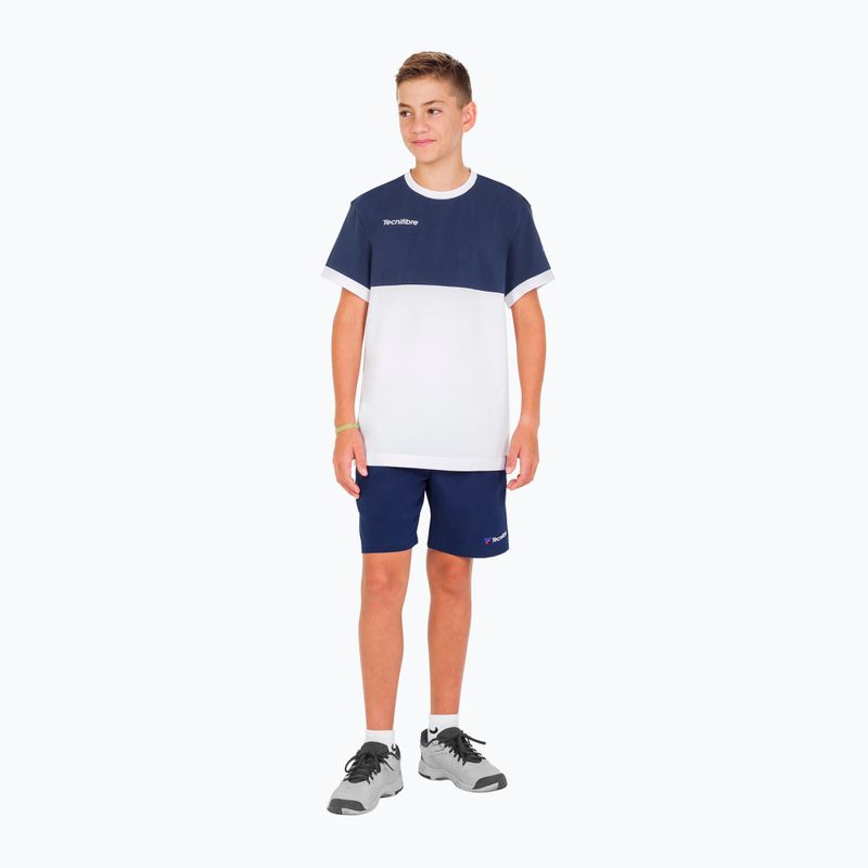 Детска тениска за тенис Tecnifibre Stretch в бяло и синьо 22F1ST F1 8