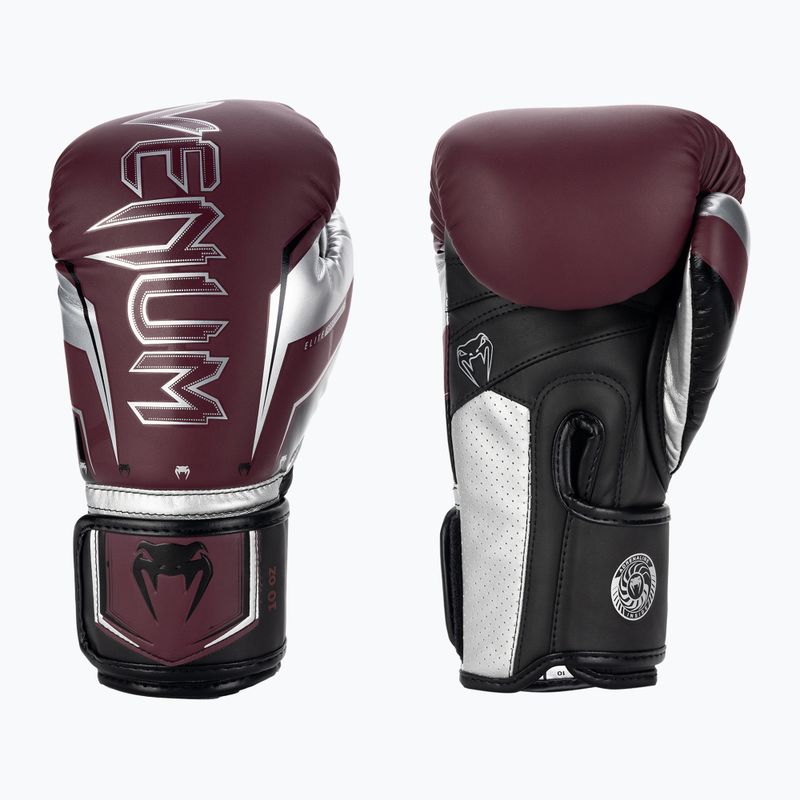 Боксови ръкавици Venum Elite Evo бордо/сребро