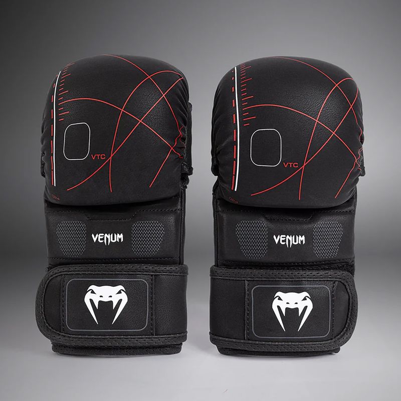 Venum Tactical XT черни/огненочервени ръкавици за спаринг 3