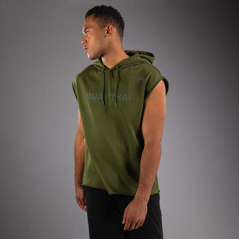 Мъжки суитшърт Venum Muay Thai VT Sleeveless Hoodie military green 3