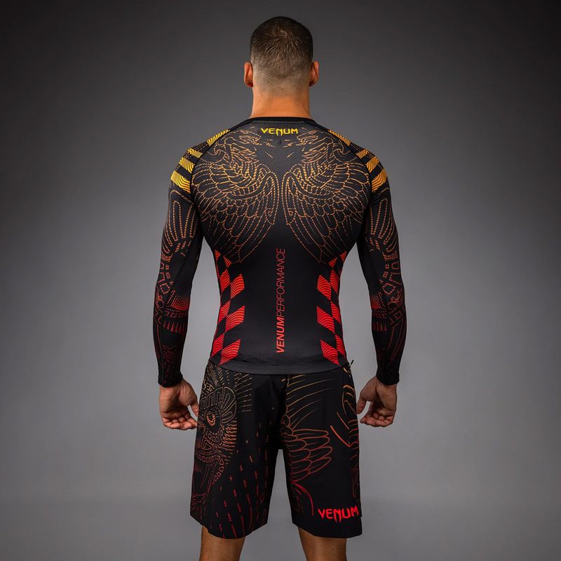Мъжки рашгард с дълъг ръкав Venum Quetzal Fury Rashguard black/fury red/tangerine 3