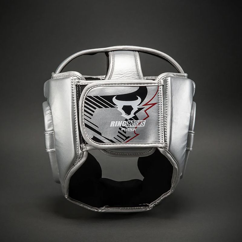 Боксова каска Venum Ringhorns Charger Headgear silver/black 3