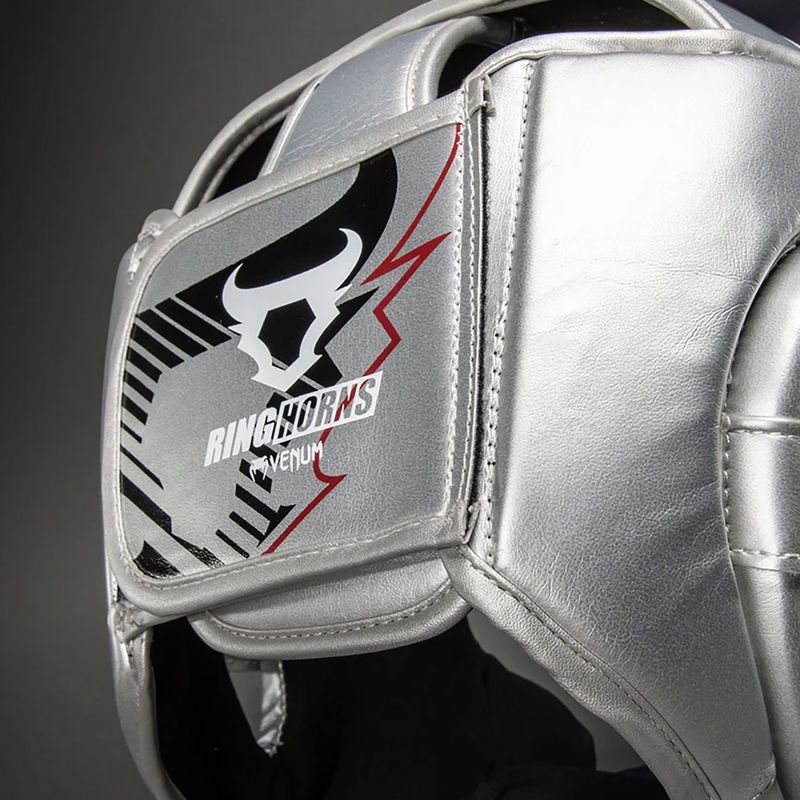 Боксова каска Venum Ringhorns Charger Headgear silver/black 5