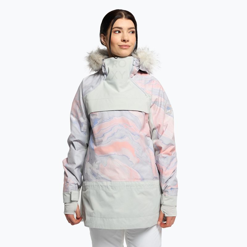 Дамско яке за сноуборд ROXY Chloe Kim Overhead gray violet marble