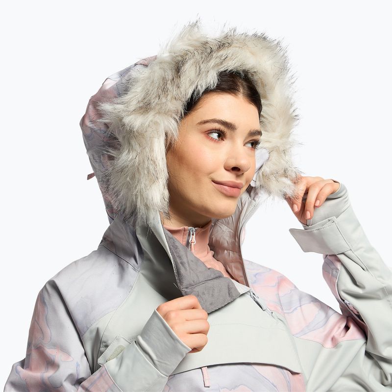 Дамско яке за сноуборд ROXY Chloe Kim Overhead gray violet marble 6
