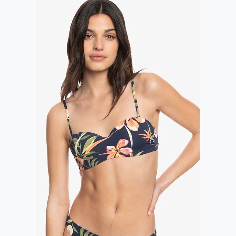 Горна част на бански костюм ROXY Into The Sun Mold Bandeau 2021 mood indigo tropical depht 7
