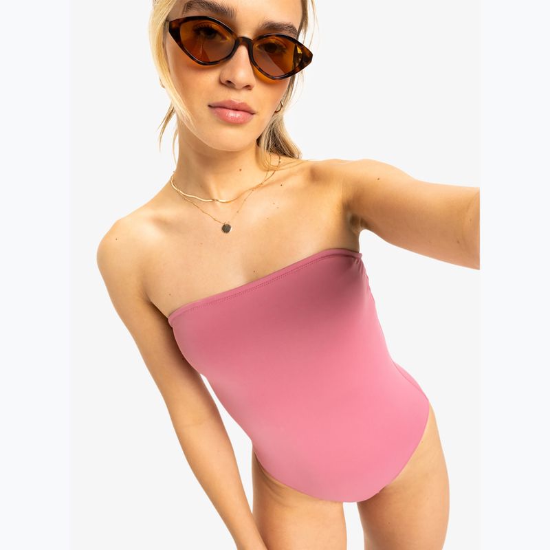 Дамски бански от една част ROXY Solid Beach Classics Bandeau heather rose 5