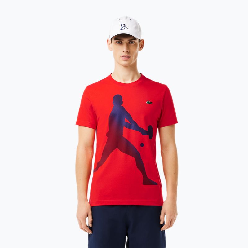 Комплект тениска + шапка Lacoste Tennis X Novak Djokovic redcurrant bush