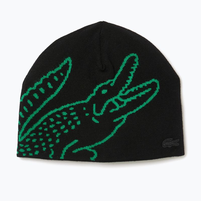 Зимна шапка Lacoste RB3021 black/fluorine green