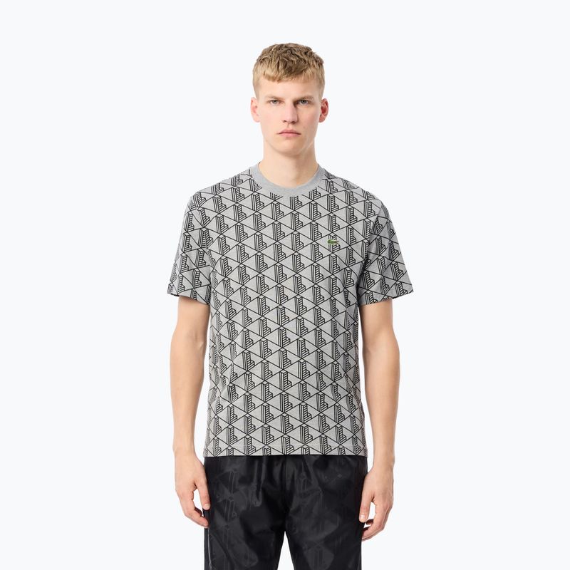 Мъжка тениска Lacoste TH2831 silver chine/ black