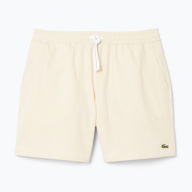 Мъжки къси панталони за плуване Lacoste MH9089 white/yellow