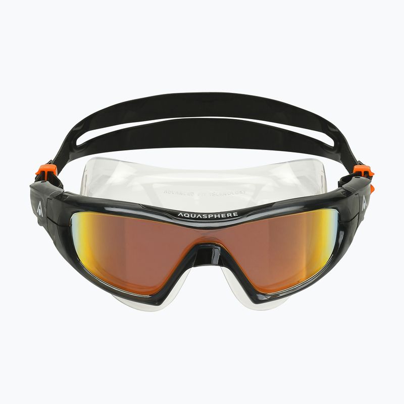 Aquasphere Vista Pro тъмно сива/черна/оранжева титанова маска за плуване MS5041201LMO 7