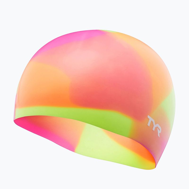 Детска шапка за плуване TYR Tiedye Silicone Multicolour Jr yellow/pink/orange 3