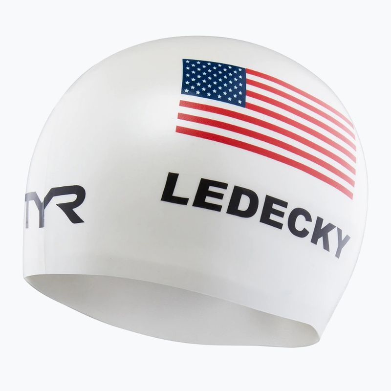 Шапка за плуване TYR Ledecky Silicone white 3