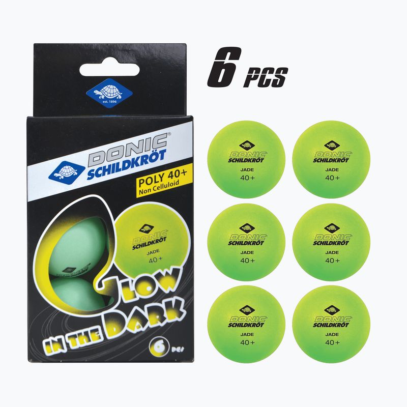 Donic-Schildkröt Glow In The Dark Poly 40+ 6бр. светещи топчета за тенис на маса.