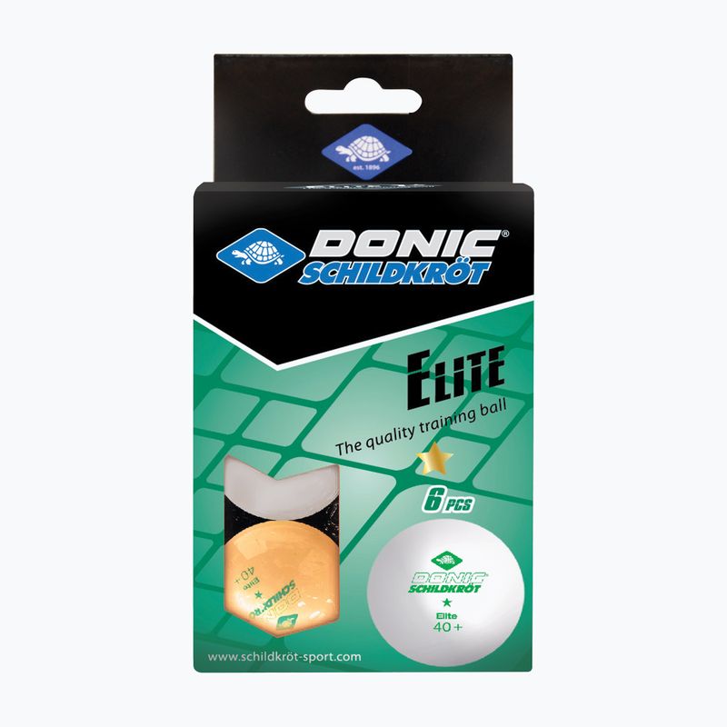 Donic-Schildkröt 1-Star Elite Poly 40+ 6 бр. топчета за тенис на маса бели/оранжеви 4