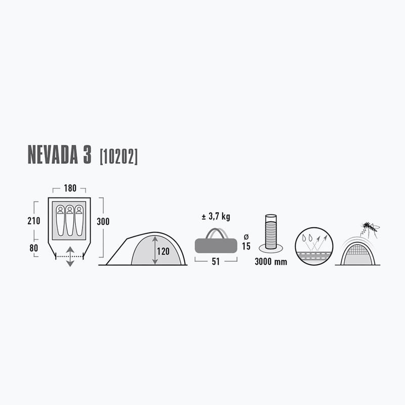 Палатка за къмпинг с 3 лица High Peak Nevada grey 10202 2