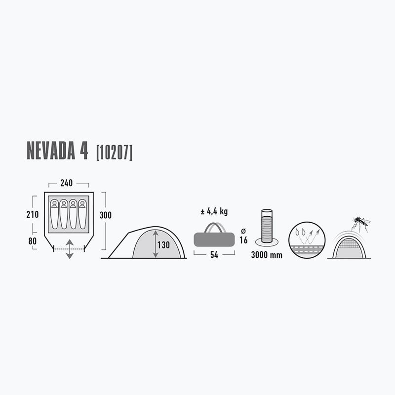 Палатка за къмпинг за 4 човека High Peak Nevada grey 10207 2