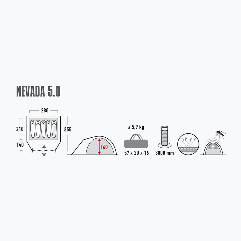 Палатка за къмпинг за 5 души High Peak Nevada grey 10209 9