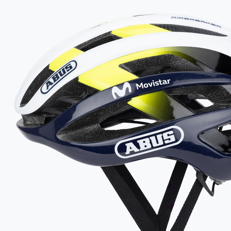 ABUS AirBreaker Movistar Team 24 тъмножълта/жълта/бяла велосипедна каска 7
