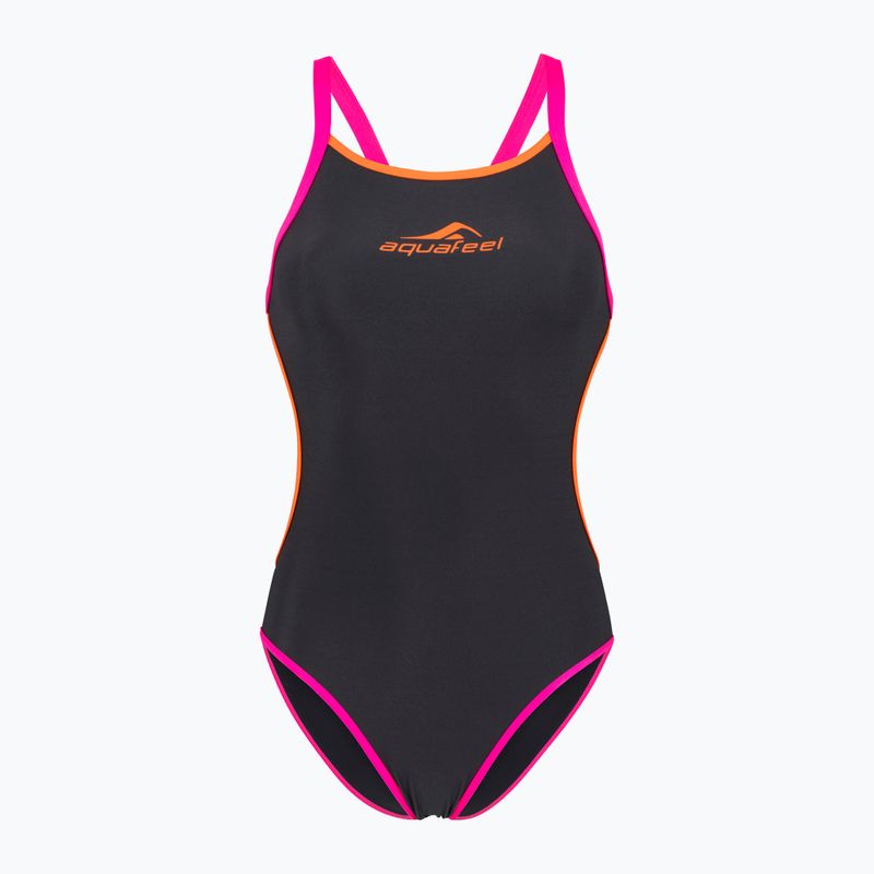 Дамски бански костюм от една част aquaFeel Training V-Back сив / дим