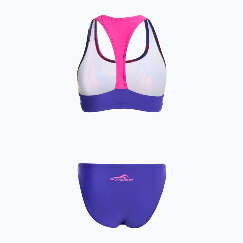 Дамски бански костюм от две части aquafeel Racerback синьо розово пламъци 2