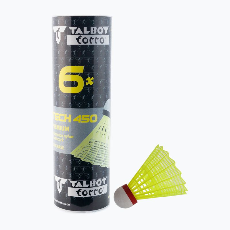 Совалки за бадминтон Talbot-Torro Tech 450, Premium Nylon 6 бр., жълти 469083