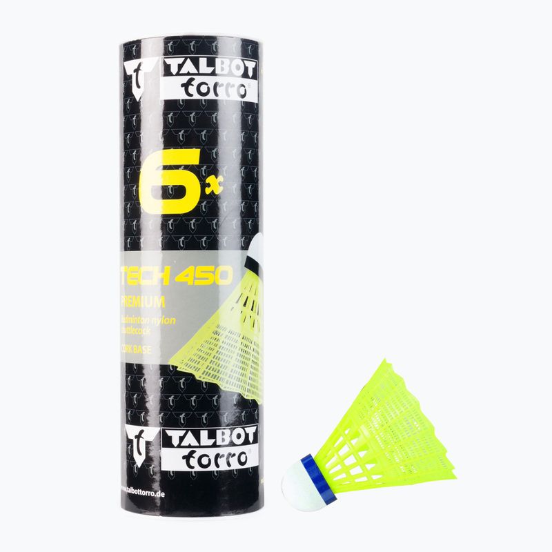 Совалки за бадминтон Talbot-Torro Tech 450, Premium Nylon 6 бр., жълти 469183