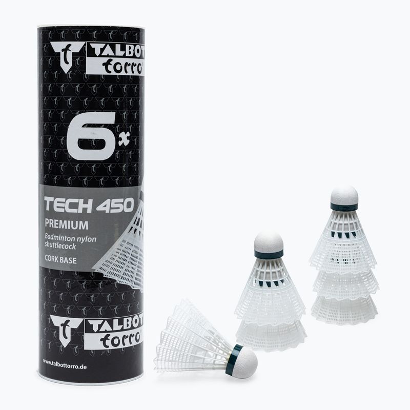 Совалки за бадминтон Talbot-Torro Tech 450, Premium Nylon 6 бр., бели 469282