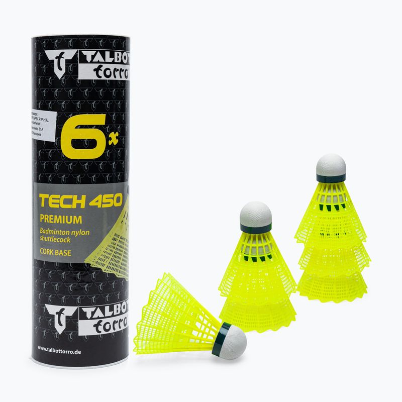 Совалки за бадминтон Talbot-Torro Tech 450, Premium Nylon 6 бр., жълти 469283