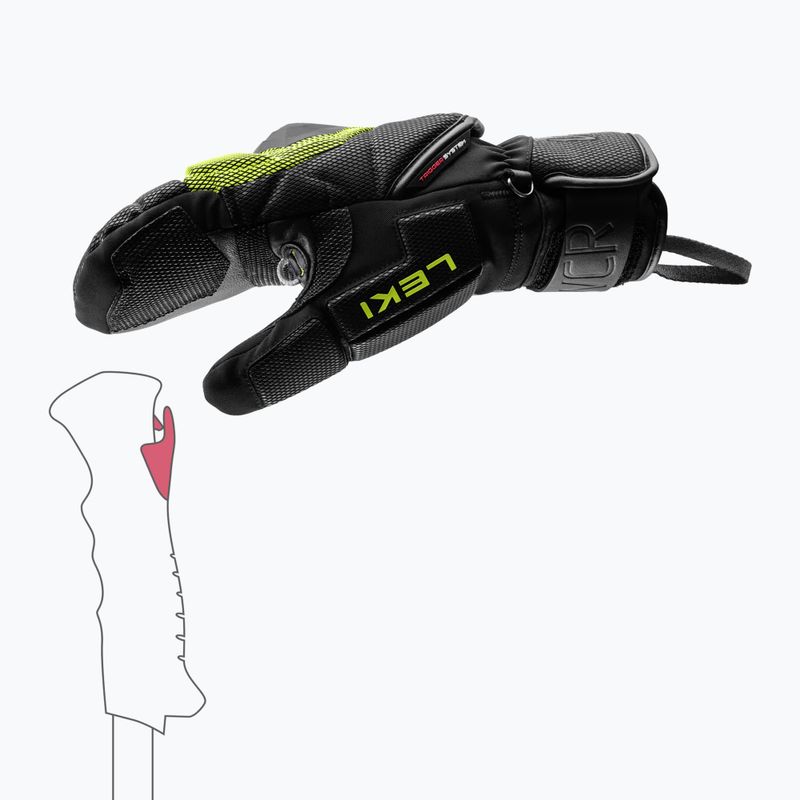 Мъжки скиорски ръкавици LEKI WCR Coach 3D Mitt black/ice lemon 8