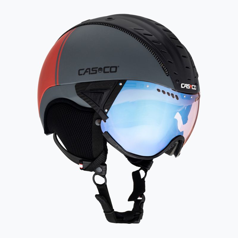 Ски каска CASCO SP-2 Photomatic Visor структурирана арсеново сиво / червено