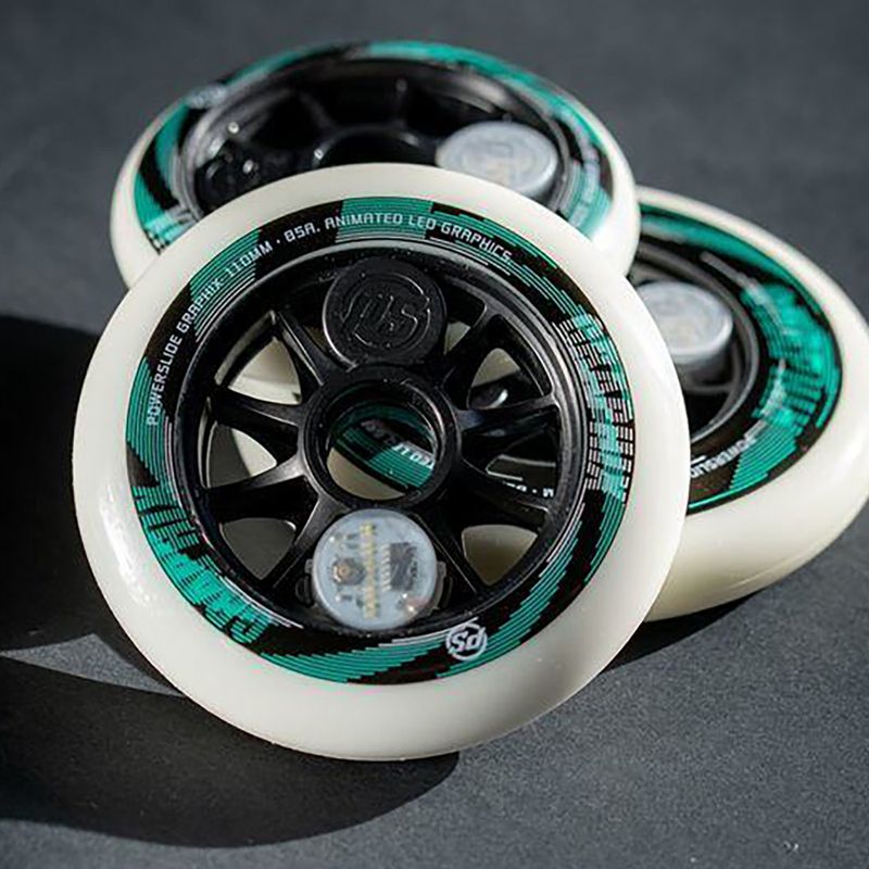 Powerslide Graphix LED Wheel 100 Right бяло/черно колело за ролери 3
