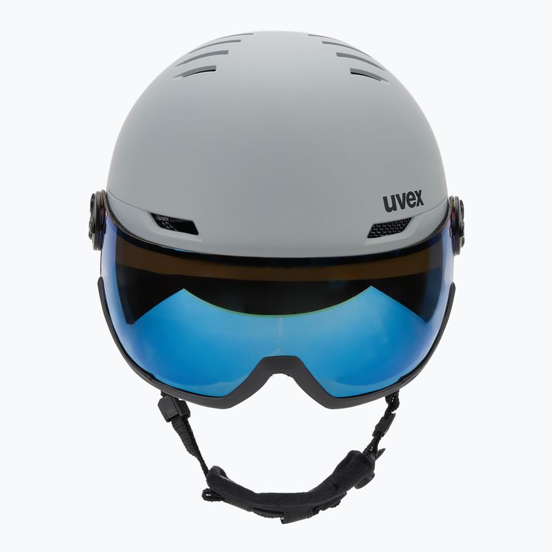 Каска за ски UVEX Wanted Visor rhino matt/mirror blue/smoke 2