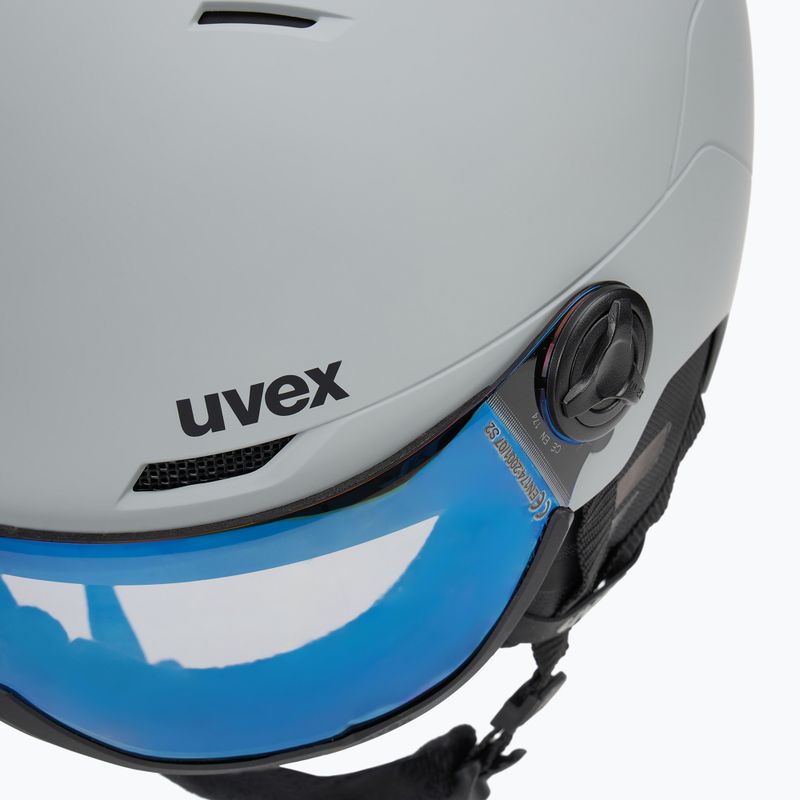 Скиорска каска UVEX Wanted Visor rhino matt/mirror blue/smoke 8