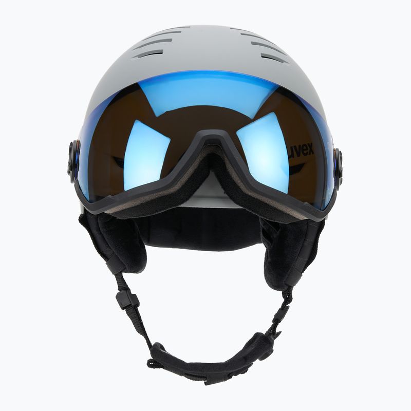 Скиорска каска UVEX Wanted Visor rhino matt/mirror blue/smoke 10