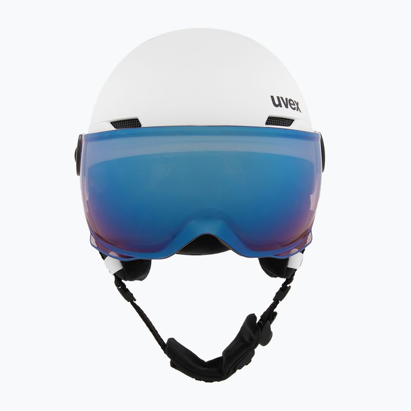 Детска скиорска каска UVEX Rocket Visor Jr white/black matt/mirror blue/smoke 2