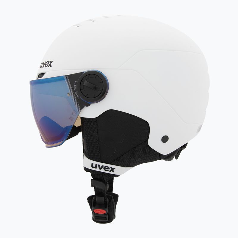 Детска скиорска каска UVEX Rocket Visor Jr white/black matt/mirror blue/smoke 3