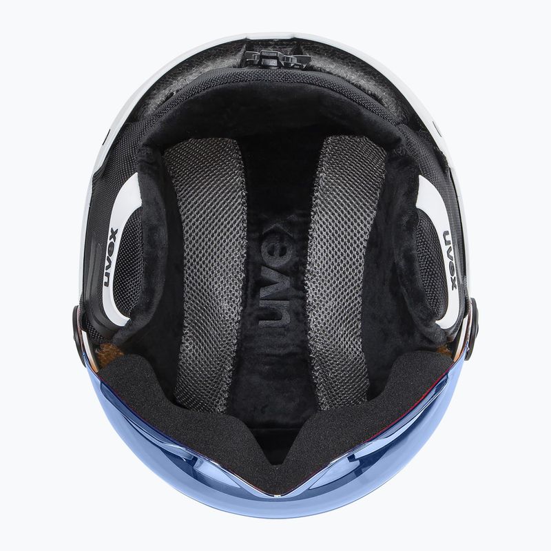 Детска скиорска каска UVEX Rocket Visor Jr white/black matt/mirror blue/smoke 4