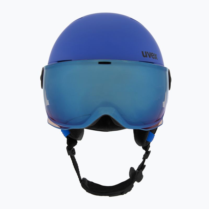 Детска ски каска UVEX Rocket Visor Jr blue matt/mirror blue/smoke 2