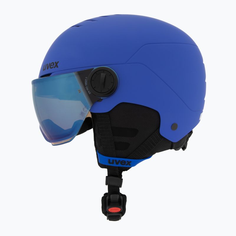 Детска ски каска UVEX Rocket Visor Jr blue matt/mirror blue/smoke 3
