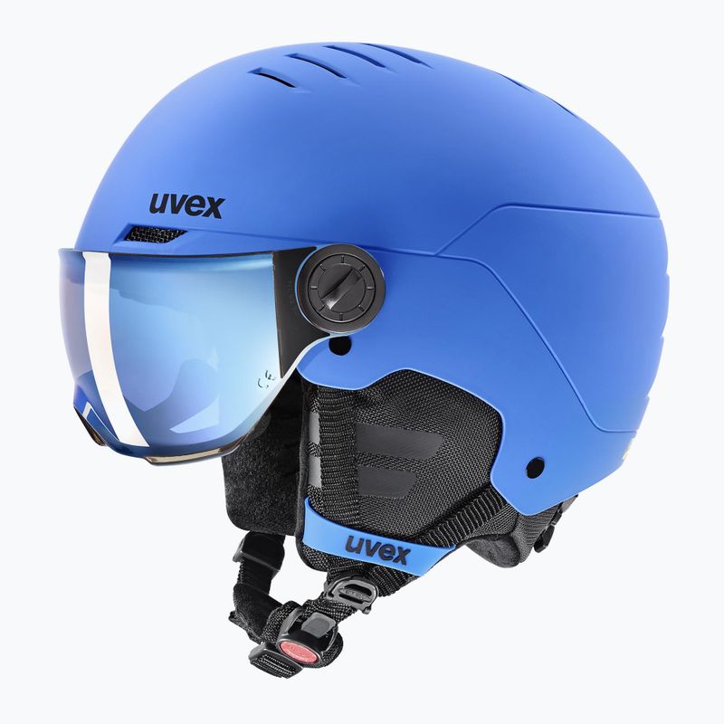 Детска ски каска UVEX Rocket Visor Jr blue matt/mirror blue/smoke 3