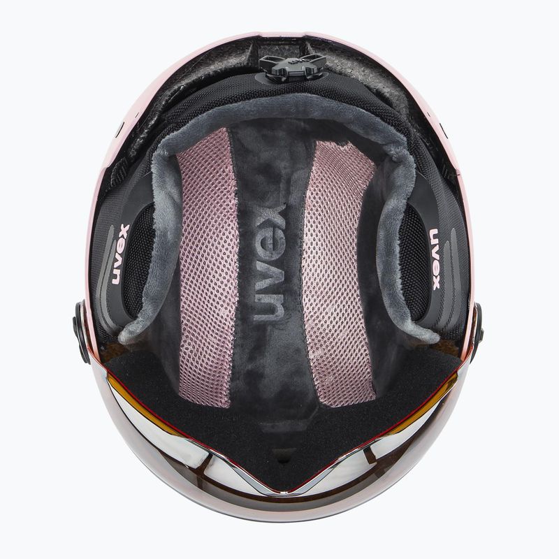 Детска ски каска UVEX Rocket Visor Jr pink confetti matt/mirror silver/lasergold lite 5