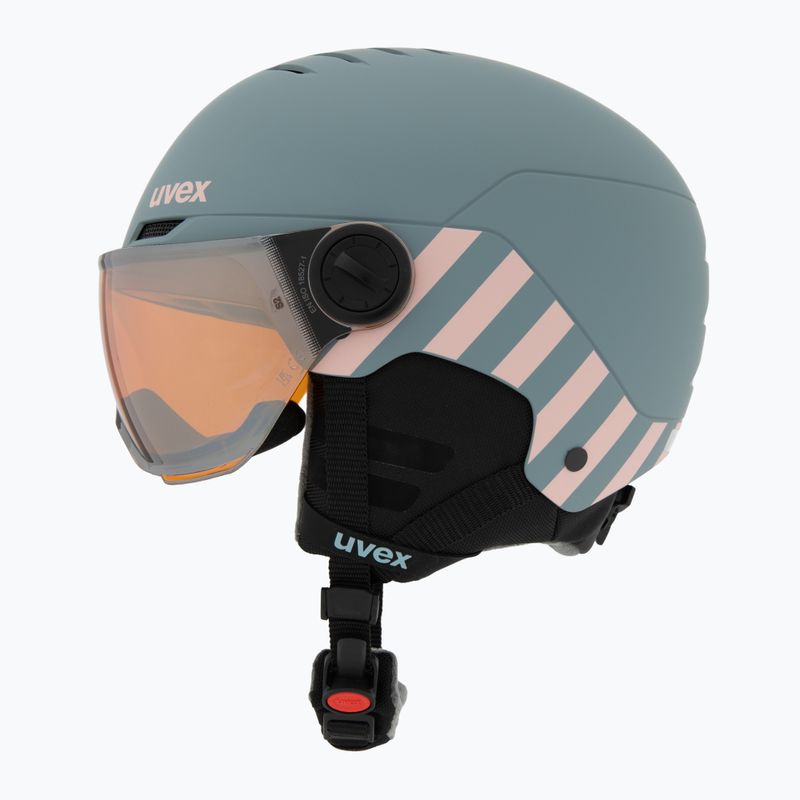 Детска ски каска UVEX Rocket Visor Jr rhino/blush matt/mirror silver/lasergold lite 3
