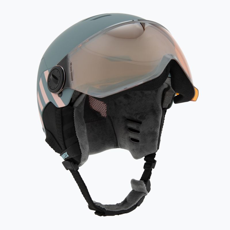 Детска ски каска UVEX Rocket Visor Jr rhino/blush matt/mirror silver/lasergold lite 9