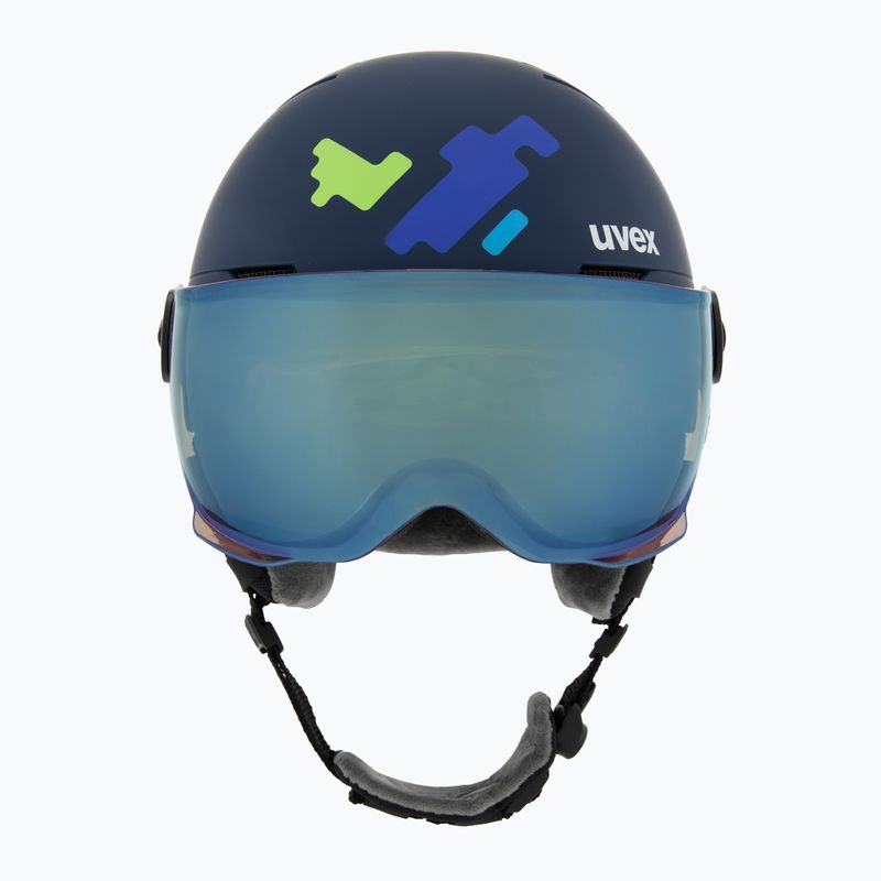 Детска ски каска UVEX Rocket Visor Jr blue matt/mirror blue/smoke 2
